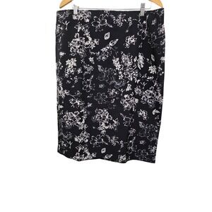 NWT Philosophy Woman Plus Size Formal Black & White Floral Print Pencil Skirt 14